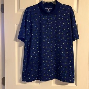 Saddlebred golf style polo large blue with palm trees and hula dancers